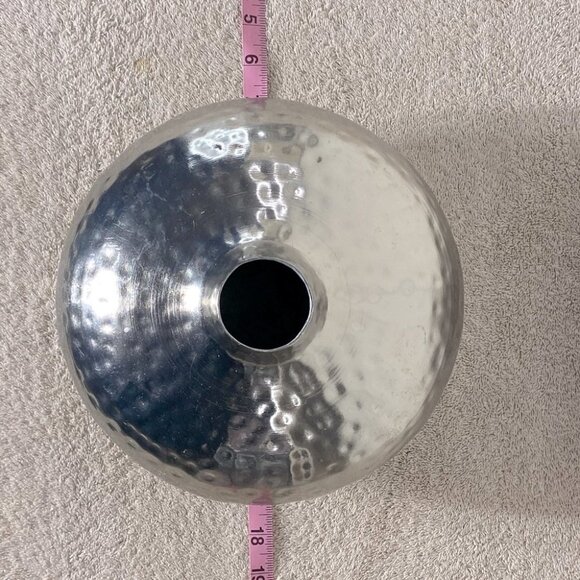 Handmade Dimpled Silver Tone Thin Metal Table Vase Decor Accent - Picture 11 of 12